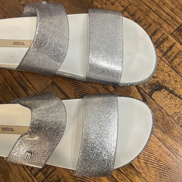 Melissa Cosmic Women glitter silver double strap slides slip on shoes size 6 - Picture 12 of 13